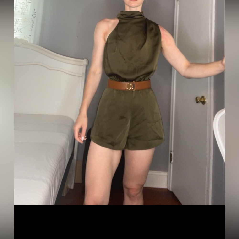 Green asymmetrical romper
